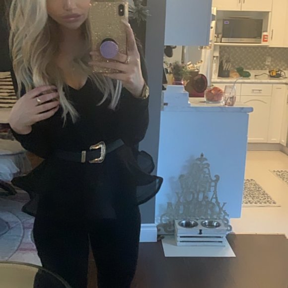 DRESS TOP (BLACK SEMI SHEER) - Picture 4 of 10